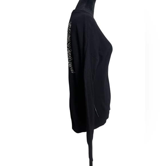 Berenice Black Merino Wool Sweater Angel Wings Raw Seams - Picture 3 of 7